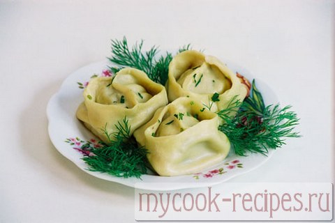 Recipe of Asian dumplings (manti)