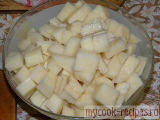 сливочный суп с грибами, Нарезанный кубиками картофель сливочный суп с грибами, Нарезанный кубиками картофель