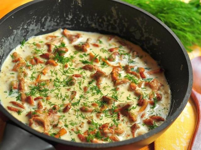 Chanterelles with creme fraiche