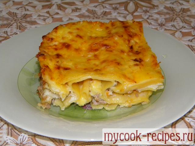 Кусочек лазаньи на тарелке Кусочек лазаньи на тарелке